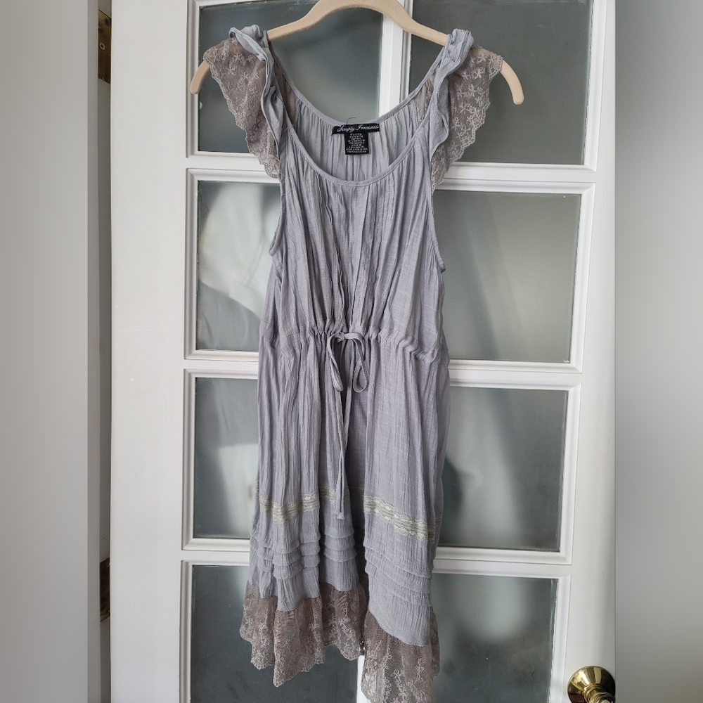 Peasant top light blue lace shirt sz Large